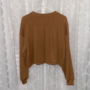NEW Brown Cozy Ribbed Long Sleeve Top